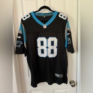 Nike NFL On Field Greg Olson #88 Panthers Home Jersey Black And Blue Men’s 44